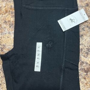 Beverly Hills Polo Club Black Stretch Leggings with Embroidered Logo